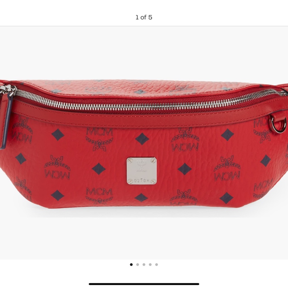 NWOT🌹🌺🌼💐AUTHENTIC #MCM MEDIUM #VISETOS CANVAS COATED #BELT-BAG IN RUBY RED